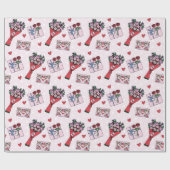 Schattigee Bloemen Gift Hart Valentijnsdag Cadeaupapier (Vlak)