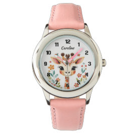 Schattigee Bloemen Giraffe Kinder Horloge