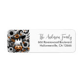 Schattigee Bloemen Halloween Ghost Retouradres Etiket (Voorkant)