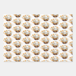 Schattigee Bloemen Halloween Inpakpapier Vel