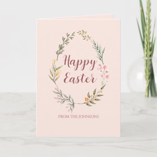 Schattigee Bloemen Happy Easter Kaart (Voorkant)