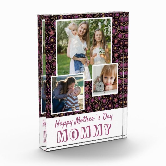 Schattigee bloemen Happy Mother's Day Keepsake 3 Fotoblokken (Links)