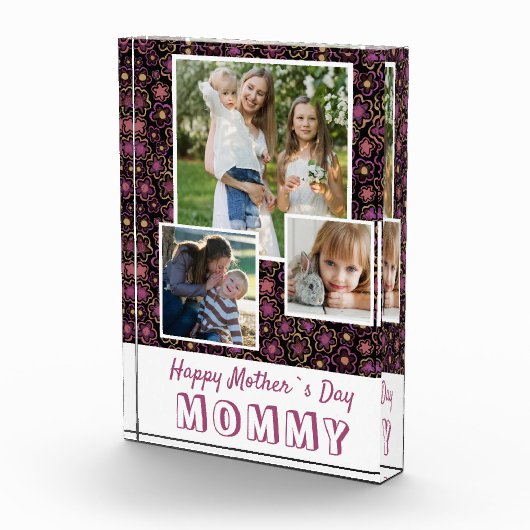 Schattigee bloemen Happy Mother's Day Keepsake 3 Fotoblokken (Rechts)