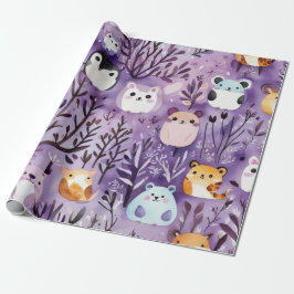 Schattigee bloemen herbergt dierenbomen Verpakking Cadeaupapier