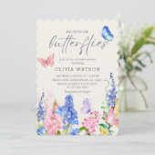 Schattigee bloemen Hij geeft me vlinders Vrijgezel Kaart (Staand voorkant)