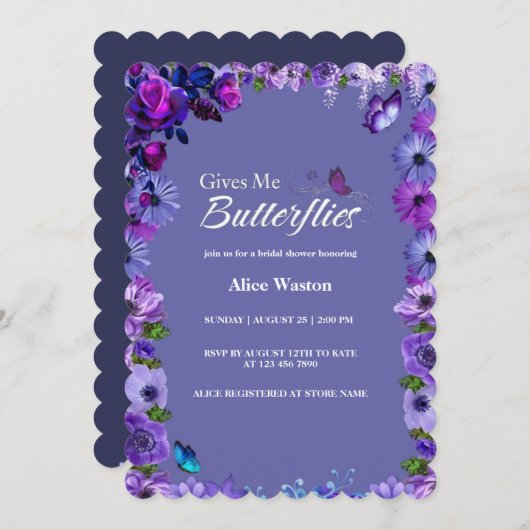 Schattigee bloemen Hij geeft me vlinders Vrijgezel Kaart (Voorkant / Achterkant)