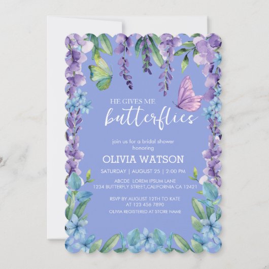 Schattigee bloemen Hij geeft me vlinders Vrijgezel Kaart (Voorkant)