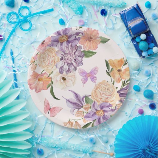 Schattigee bloemen Hij geeft me vlinders Vrijgezel Papieren Bordje (Feest)