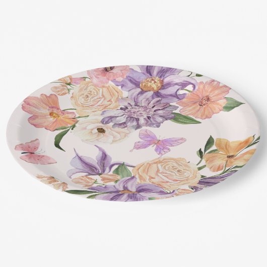 Schattigee bloemen Hij geeft me vlinders Vrijgezel Papieren Bordje (Gekanteld)