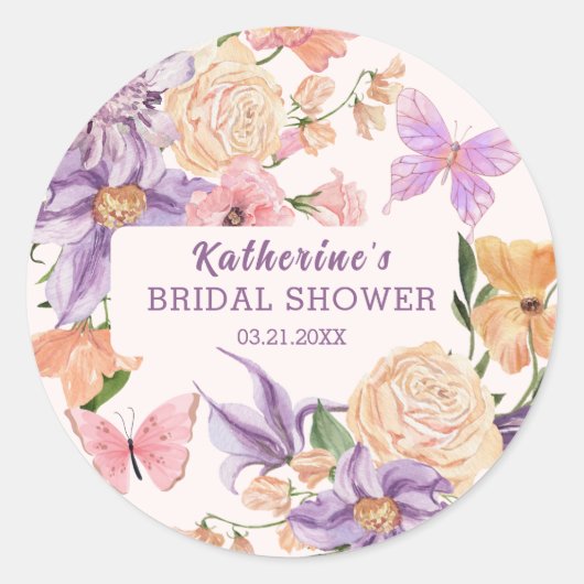 Schattigee bloemen Hij geeft me vlinders Vrijgezel Ronde Sticker (Voorkant)