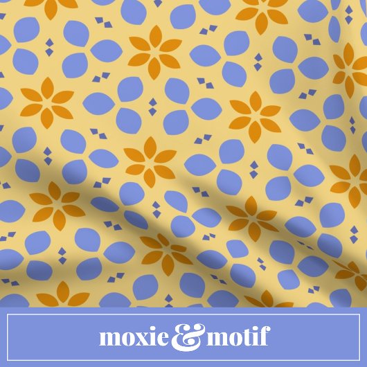 Schattigee bloemen in geel en blauw op Girly Flora Keramische Knop