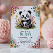 Schattigee Bloemen Kinder Panda 5e Verjaardagsfees Kaart