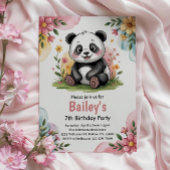 Schattigee Bloemen Kinder Panda Verjaardagsfeest Kaart