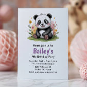 Schattigee Bloemen Kinder Panda Verjaardagsfeest Kaart