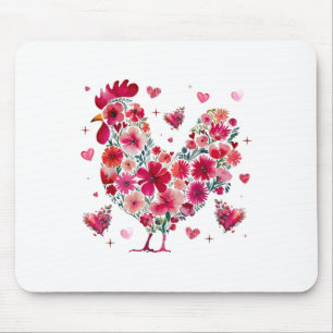 Schattigee Bloemen Kip Lover Hearts Valentijnsdag Muismat