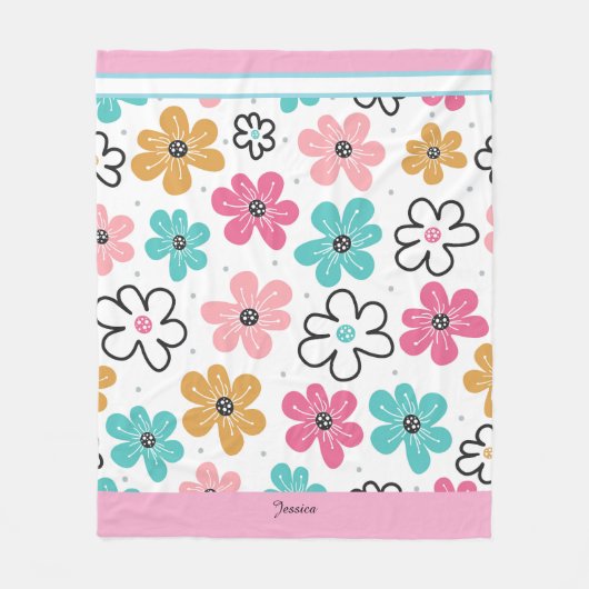 Schattigee bloemen Kleurrijk Fleece Deken (Voorkant)