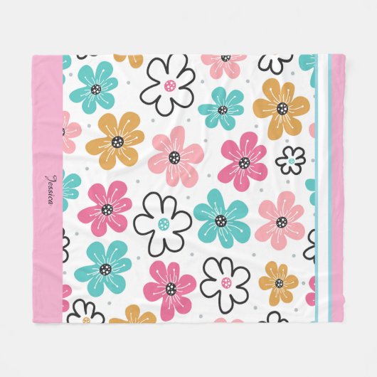Schattigee bloemen Kleurrijk Fleece Deken (Voorkant (Horizontaal))