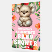 Schattigee Bloemen Koala Roze Baby shower Welkom Acryl Bord (Hoek)