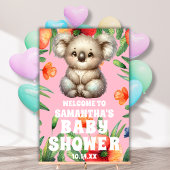 Schattigee Bloemen Koala Roze Baby shower Welkom Acryl Bord