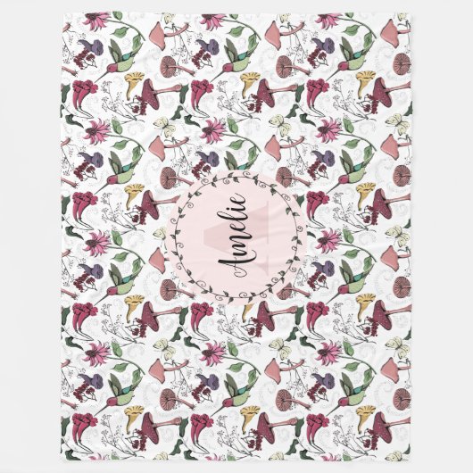 Schattigee Bloemen Kolibrie Tuin Fleece Deken (Voorkant)