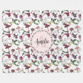 Schattigee Bloemen Kolibrie Tuin Fleece Deken (Voorkant (Horizontaal))