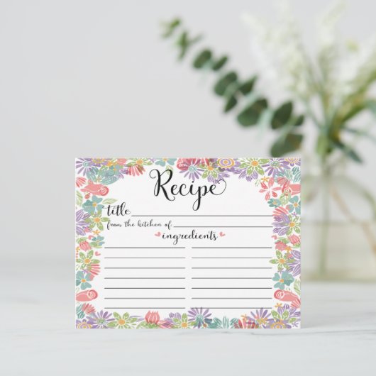 Schattigee Bloemen Lijst Vrijgezellenfeest Recept  Briefkaart (Staand voorkant)
