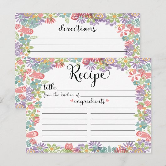 Schattigee Bloemen Lijst Vrijgezellenfeest Recept  Briefkaart (Voorkant / Achterkant)