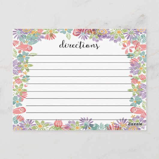 Schattigee Bloemen Lijst Vrijgezellenfeest Recept  Briefkaart (Achterkant)