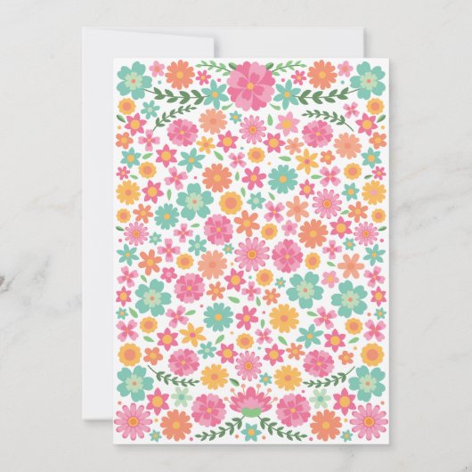 Schattigee bloemen meisje doop uitnodiging (Achterkant)