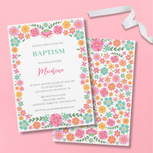 Schattigee bloemen meisje doop uitnodiging