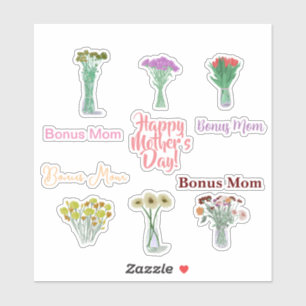 Schattigee Bloemen Moederdag Stickers +BonusMoeder