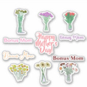 Schattigee Bloemen Moederdag Stickers +BonusMoeder (Voorkant)
