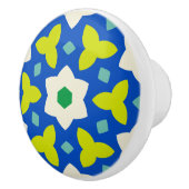 Schattigee bloemen op blauwe en groene geometrisch keramische knop (Rechts)