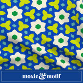 Schattigee bloemen op blauwe en groene geometrisch keramische knop