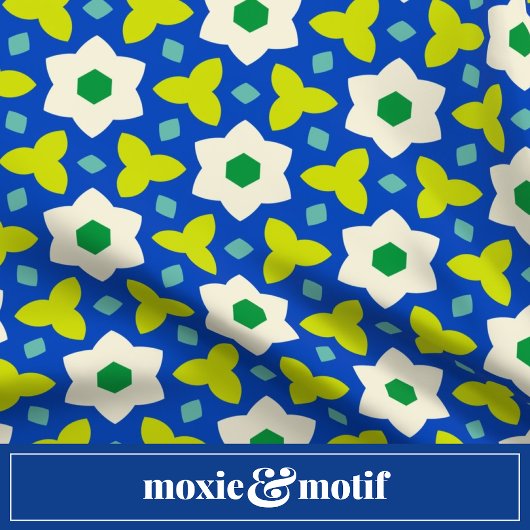 Schattigee bloemen op blauwe en groene geometrisch keramische knop