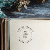 Schattigee bloemen op stapel boeken Custom Library Rubberstempel