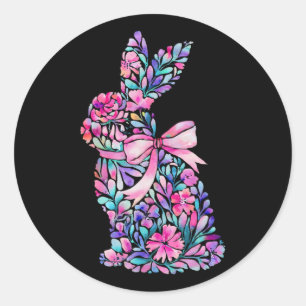 Schattigee Bloemen Paashaas Coquette Bow Vrouwen M Ronde Sticker