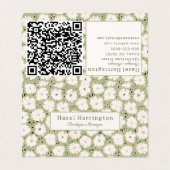 Schattigee Bloemen QR Code Gevouwen Visitekaartjes (Buitenkant ongevouwen)
