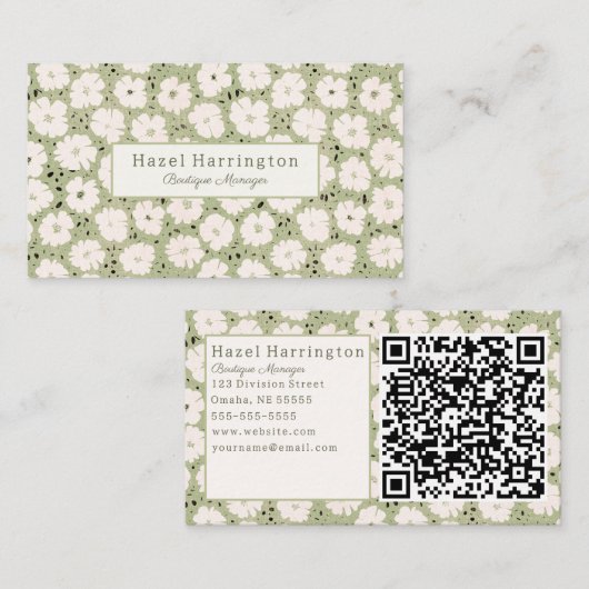 Schattigee Bloemen QR Code Visitekaartjes Whimsy (Voorkant / Achterkant)
