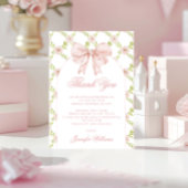 Schattigee Bloemen Roze Bow Shabby Chic Baby Meisj Bedankkaart