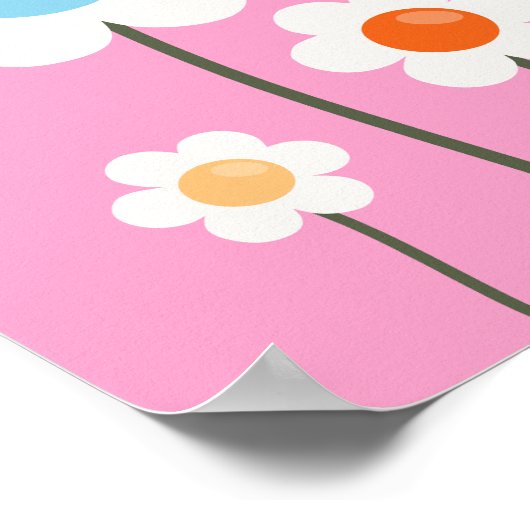 Schattigee bloemen roze poster (Hoek)