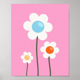 Schattigee bloemen roze poster