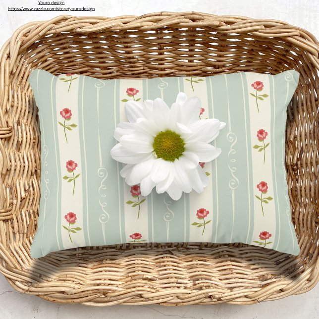 Schattigee bloemen Shabby chic retro patroon Blauw Accent Kussen (Creator heeft geüpload)