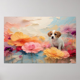 Schattigee Bloemen Staande Beagle Puppy Downloadba Poster