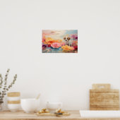 Schattigee Bloemen Staande Beagle Puppy Downloadba Poster (Keuken)