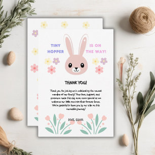 Schattigee Bloemen Tiny Hopper Bunny Baby shower Bedankkaart