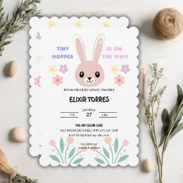 Schattigee Bloemen Tiny Hopper Bunny Baby shower Kaart