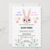 Schattigee Bloemen Tiny Hopper Bunny Baby shower Kaart (Voorkant)