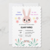 Schattigee Bloemen Tiny Hopper Bunny Baby shower Kaart (Voorkant)