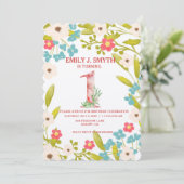 Schattigee Bloemen Verjaardagsfeestuitnodiging voo Kaart (Staand voorkant)